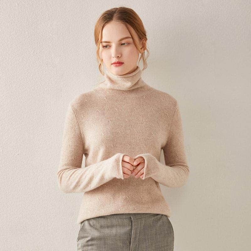 Turtleneck Cashmere Sweater Light Camel