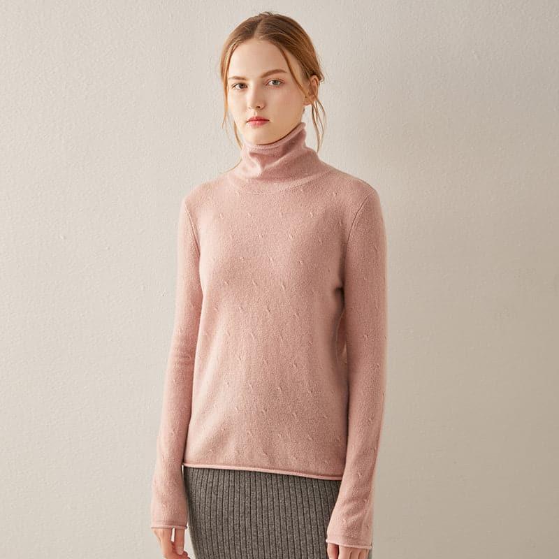 Turtleneck Cashmere Sweater Pink
