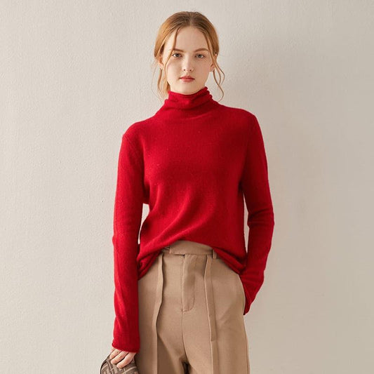 Turtleneck Cashmere Sweater Red