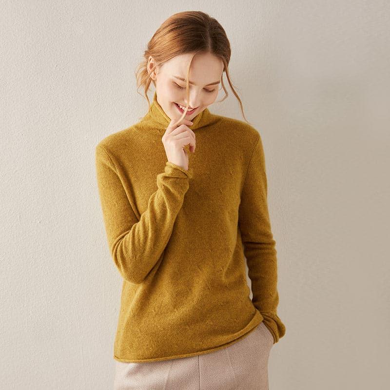 Turtleneck Cashmere Sweater Yellow
