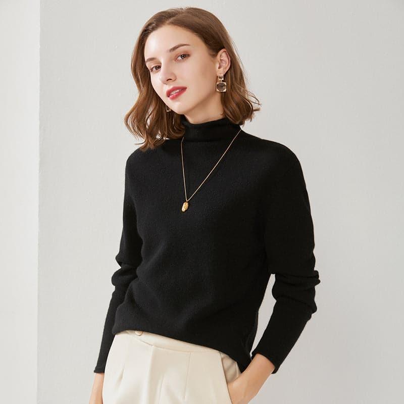 Turtleneck Cashmere Women Sweater Black