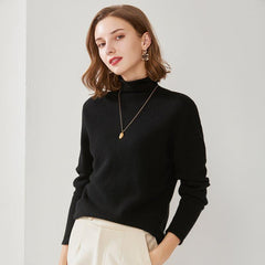 Turtleneck Cashmere Women Sweater Black