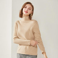 Turtleneck Cashmere Women Sweater Camel