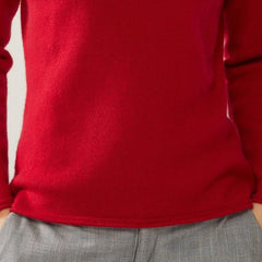 Turtleneck Cashmere Women Sweater Red