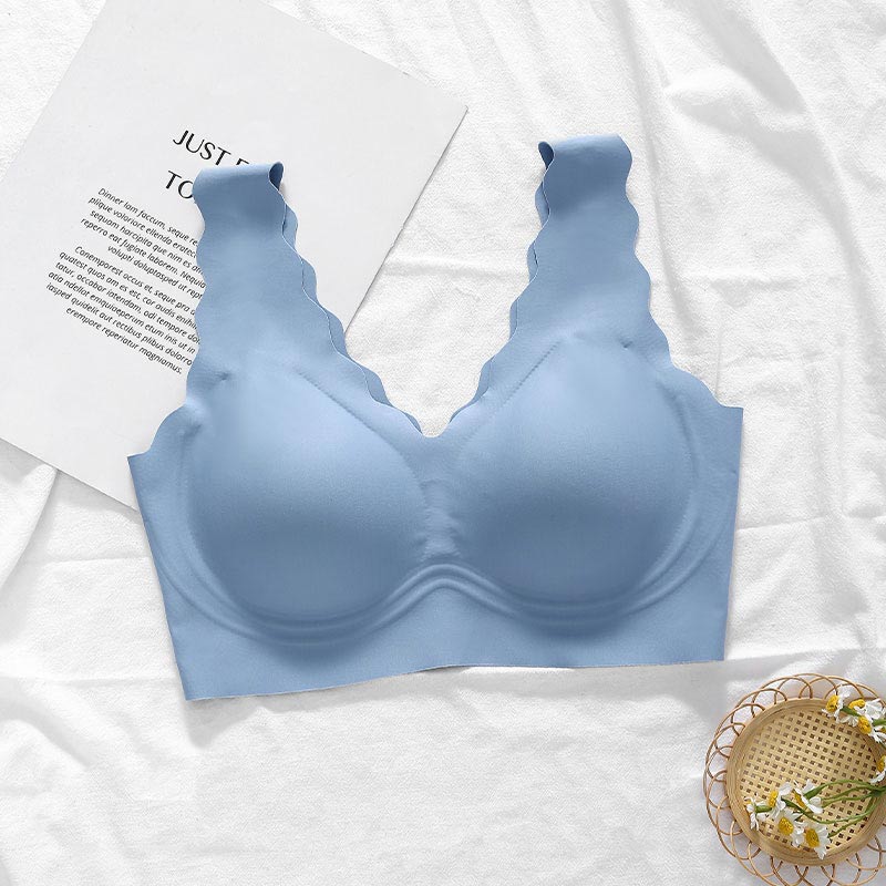 Unblemished One-Piece Silk Underwear Bra Blue
