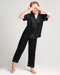 Unisex Kids Short Sleeve Silk Pajamas Set