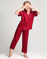 Unisex Kids Short Sleeve Silk Pajamas Set