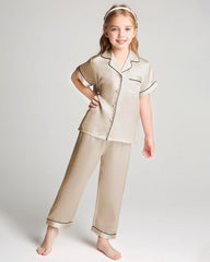 Unisex Kids Short Sleeve Silk Pajamas Set
