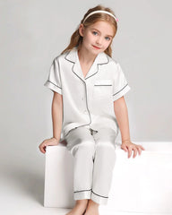 Unisex Kids Short Sleeve Silk Pajamas Set