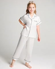Unisex Kids Short Sleeve Silk Pajamas Set