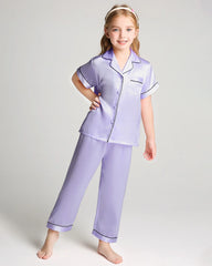 Unisex Kids Short Sleeve Silk Pajamas Set