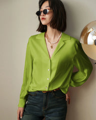 Elegant Classic V-neck Silk Blouse