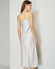 V-neck Silk Slip Midi Dress