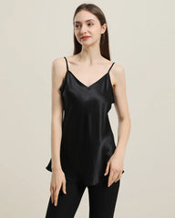 19Momme V Neck Silk Camisole Black