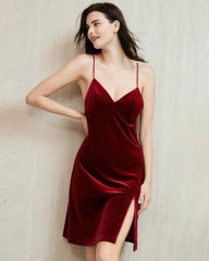 V Neck Silk Velvet Nightdress