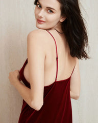 V Neck Silk Velvet Nightdress