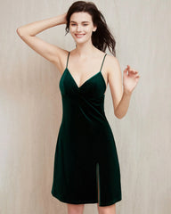 V Neck Silk Velvet Nightdress
