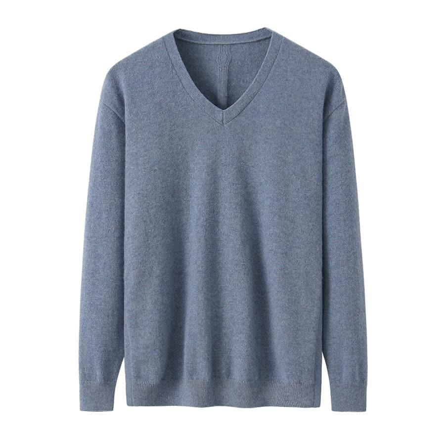 V-Neck Women Cashmere Sweater Blue