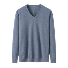 V-Neck Women Cashmere Sweater Blue