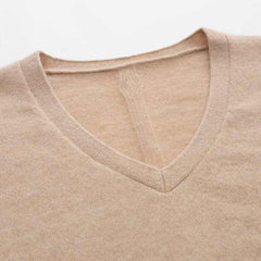 V-Neck Women Cashmere Sweater Camel