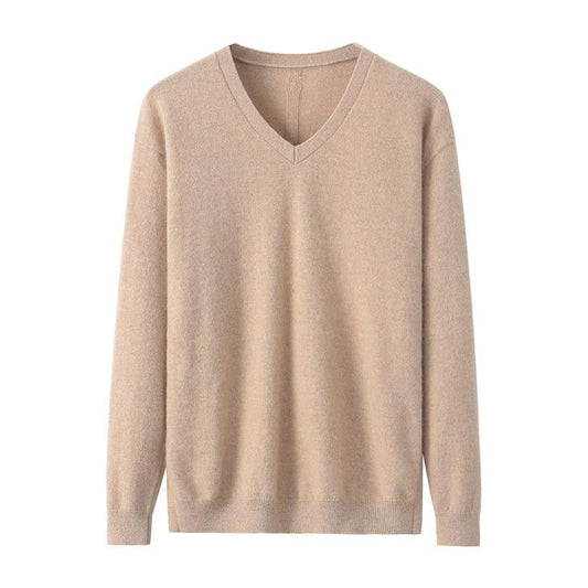 V-Neck Women Cashmere Sweater Camel