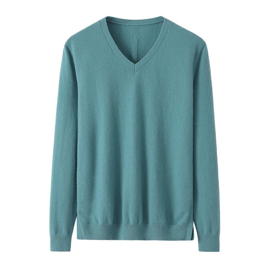 V-Neck Women Cashmere Sweater Green
