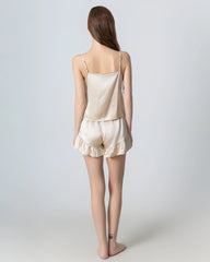 V-neck Front Open Camisole Silk Pajama Set Champgane