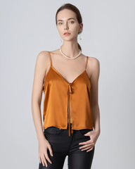 V-neck Front Open Silk Camisole
