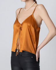 V-neck Front Open Silk Camisole