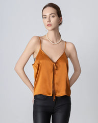 V-neck Front Open Silk Camisole