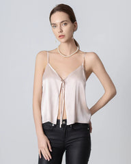 V-neck Front Open Silk Camisole