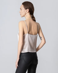 V-neck Front Open Silk Camisole