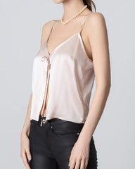 V-neck Front Open Silk Camisole