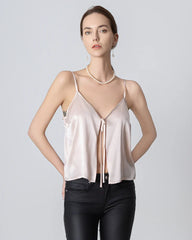 V-neck Front Open Silk Camisole