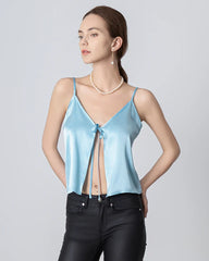 V-neck Front Open Silk Camisole