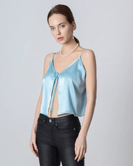 V-neck Front Open Silk Camisole