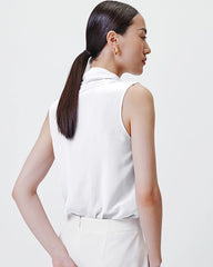 V-neck Pleated Silk Tank Top