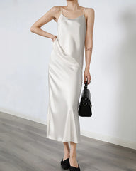 Versatile Silk Midi Skirts with Elastic Waistband