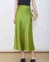 Versatile Silk Midi Skirts with Elastic Waistband