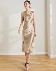 Vintage Silk Sleeveless Midi Dress