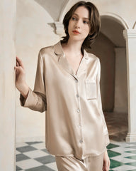 Washable Piped Silk Pajama Set