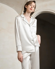 Washable Piped Silk Pajama Set