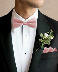 Washable Silk Bow Tie and Pocket Square Set
