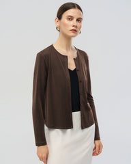 Washable Silk Jersey Button Front Cardigan