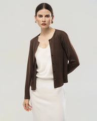 Washable Silk Jersey Button Front Cardigan