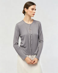 Washable Silk Jersey Button Front Cardigan