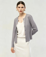 Washable Silk Jersey Button Front Cardigan