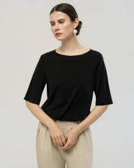Washable Silk Jersey Crew Neck T Shirt