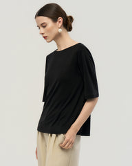 Washable Silk Jersey Crew Neck T Shirt