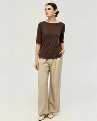 Washable Silk Jersey Crew Neck T Shirt